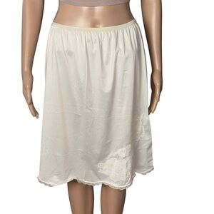 Cream Half Slip with Floral Lace Appliqué